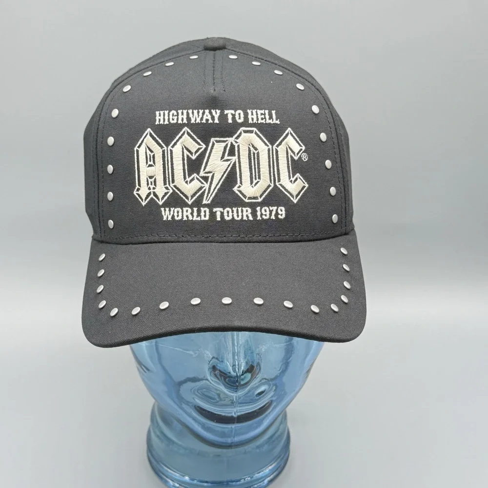 American Needle ACDC Highway to Hell Hat Black Studded Cap World Tour 1979 Rock‎